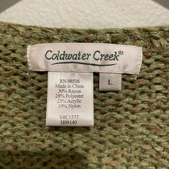 Coldwater Creek Green open Cardigan with loop trim. Size L - Picture 2 of 3